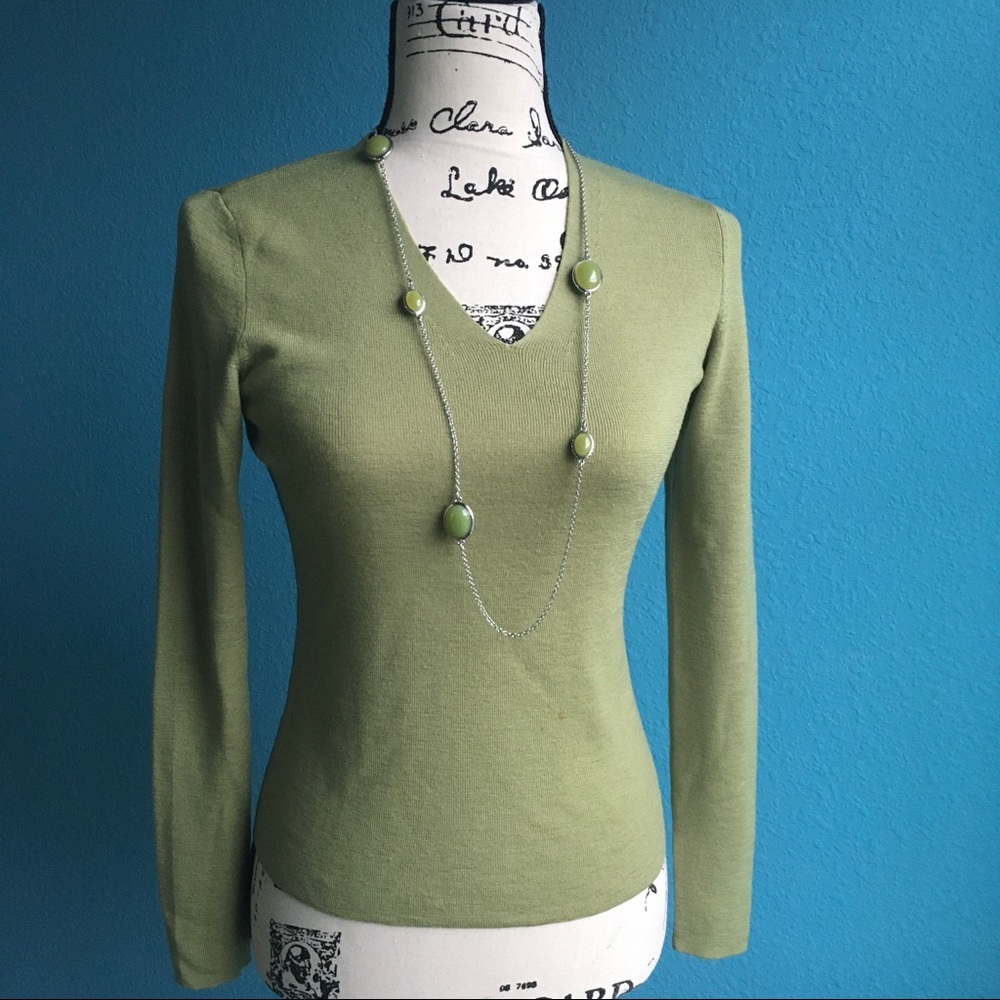 Ann Taylor Olive Green Merino Wool Sweater